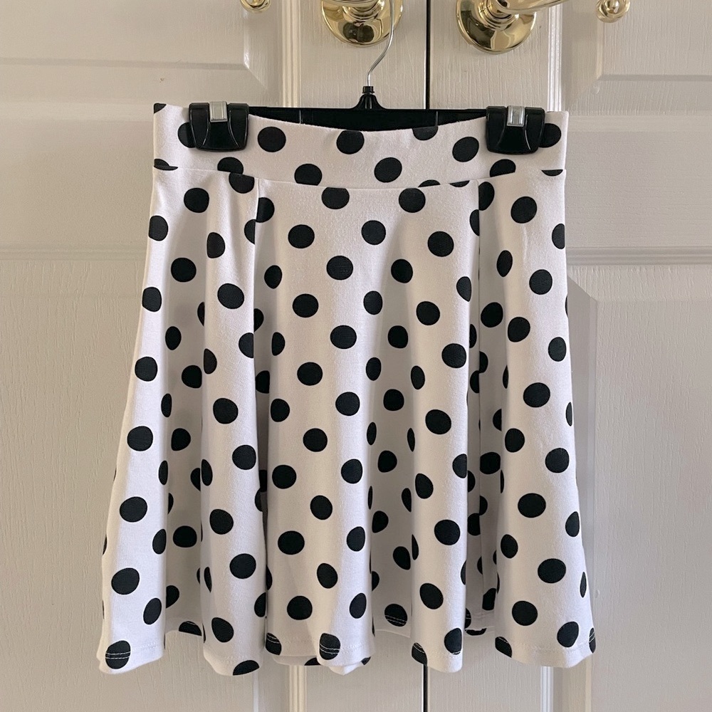H&M Black and White Polka Dot Skater Skirt